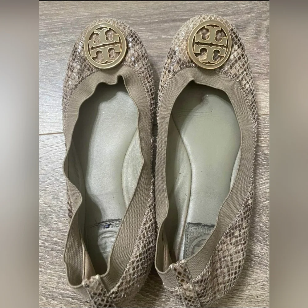 Tory Burch Caroline Animal Print Snake skin Ballet Flats size 7